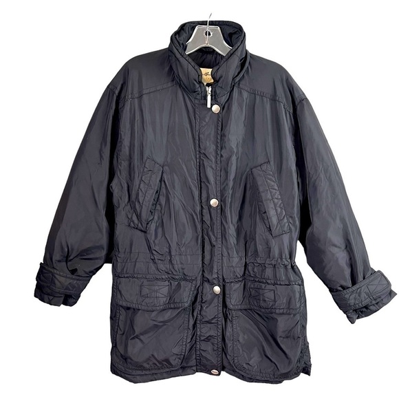 Vintage Eddie Bauer Coat Womens Medium Goose Down Parka Jacket Black - No Hood - Picture 1 of 11